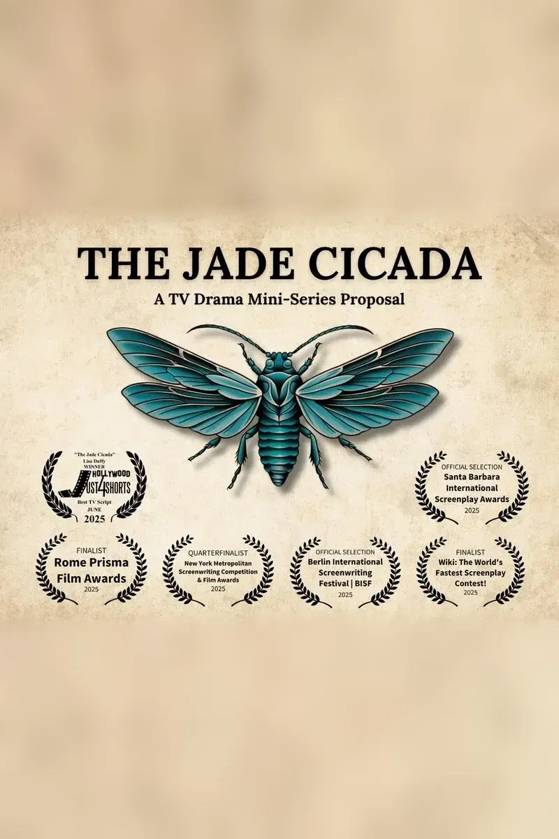 Cover artwork for the screenplay The Jade Cicada, by Lisa Duffy.