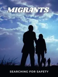 Cover artwork for the screenplay MIGRANTS (2026 june2026 rev), by Lindsay Waite.